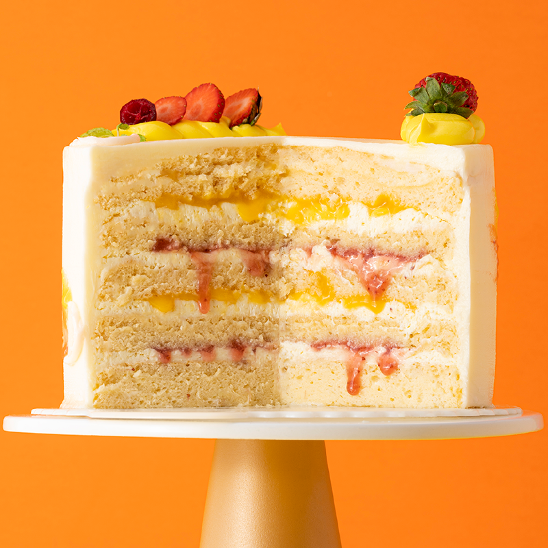 Passion Fruit Strawberry Cake 