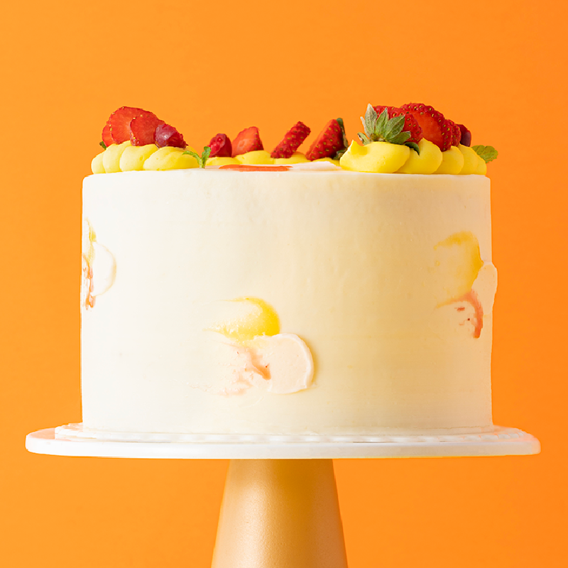 Passion Fruit Strawberry Cake 